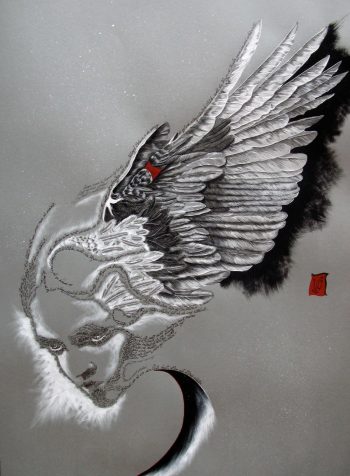 Elektra, Gouache et calligraphie d'après le livret de l'opéra de Strauss, 67.5 x 93 cm, 2011 - Collection particulière