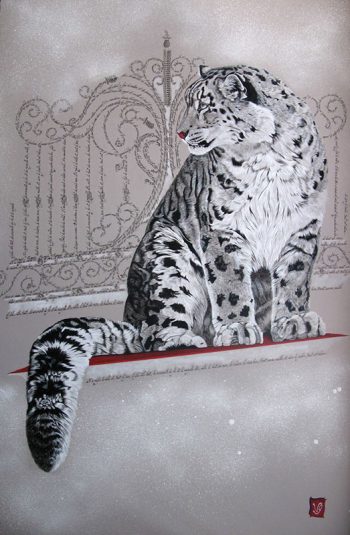 Princesse des neiges, Gouache et calligraphie d'après un poème de François Coppée, 80 x 120 cm, 2012 - Collection particulière