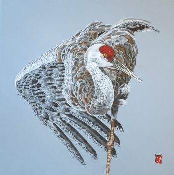 Vigilance, Acrylique et calligraphie d'après un poème de Baudelaire, 60 x 60 cm, 2014 - Collection particulière