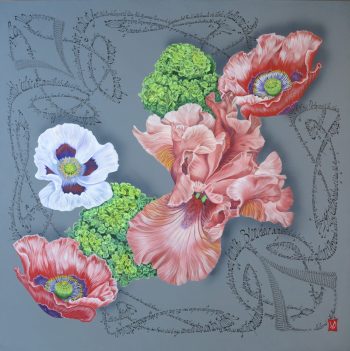 Hérodiade, Acrylique et calligraphie d'après un poème de Mallarmé, 1m x 1m, 2016- Collection particulière