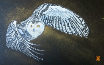 Neiges, Acrylique, poudre de bronze et calligraphie d'après le poème de Saint-John Perse, 60 x 80 cm, 2016 - Réservé