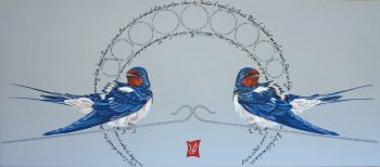 Encore un printemps, Acrylique et calligraphie d'après un poème de Lamartine, 35 x 80 cm, 2016- Collection privée