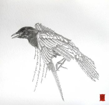 Le crieur du devoir, Encre et calligraphie d'après un poème de Rimbaud, 49 x 49 cm, 2010- Collection particulière