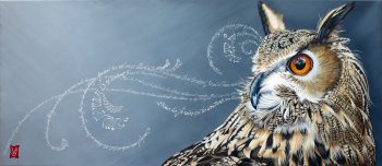 Méditation II, Acrylique et calligraphie d'après un poème de Baudelaire, 35 x 80 cm, 2017-Collection particulière