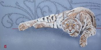 "La neige est un poème", Acrylique et calligraphie (M. Fermine), 50 x 100 cm, 2017- Collection particulière