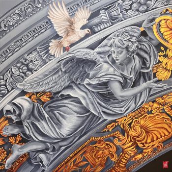 Rêve de pierre, "Les Messagers", Acrylique sur toile, 80 x 80 cm, 2024- <span class="mydispo"><a href="/contact">Disponible</a></span>
